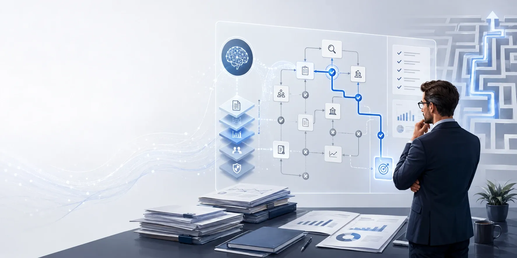 Broker using an AI-guided deal playbook on a laptop