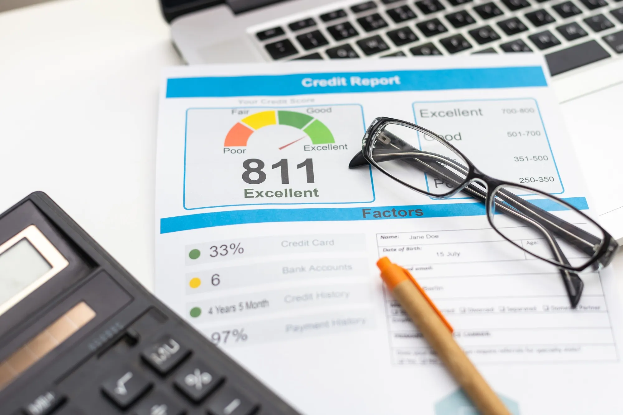 Person reviewing a credit report